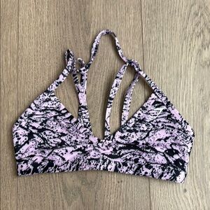 Pink and Black Women's Swim Top